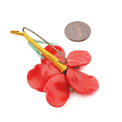 Vintage Czech red lampwork glass bead flower pin brooch