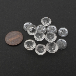 Lot (12) vintage Deco Czech clear glass buttons 13mm