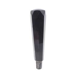 Vintage Czech black faceted glass seal handle light pull 2.65"