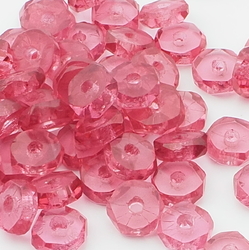 Lot (75) Austrian D.S antique pink rondelle hand cut faceted glass beads