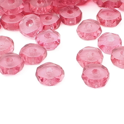 Lot (75) Austrian D.S antique pink rondelle hand cut faceted glass beads