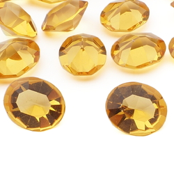 Lot (27) Czech vintage oval faceted yellow topaz glass rhinestones 12x10mm