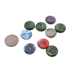 Lot (9) Czech vintage multicolor marble flat disc coin glass cabochons 16mm