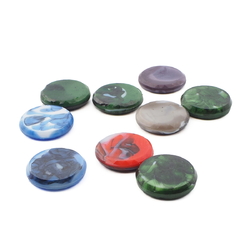 Lot (9) Czech vintage multicolor marble flat disc coin glass cabochons 16mm