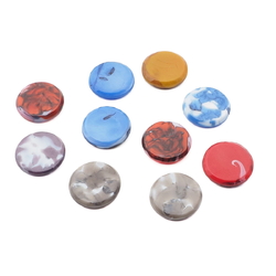 Lot (10) Czech vintage multicolor marble flat disc coin glass cabochons 16mm