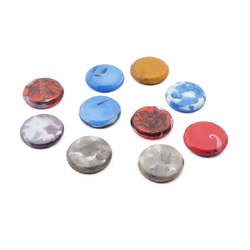 Lot (10) Czech vintage multicolor marble flat disc coin glass cabochons 16mm