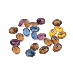 Lot (22) Czech vintage oval faceted glass rhinestones 8x6mm