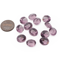 Lot (13) Czech vintage oval faceted purple glass rhinestones 12x10mm