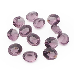 Lot (13) Czech vintage oval faceted purple glass rhinestones 12x10mm
