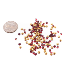 Lot (130) Czech vintage foiled round faceted ruby red glass rhinestones 3mm