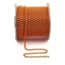 Preciosa SS12, 1 meter Orange glow fluorescent UV pearl cup chain raw brass jewelry resin art