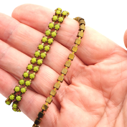 Yellow UV glow fluorescent pearl cup chain raw brass jewelry Preciosa SS12, 1 meter
