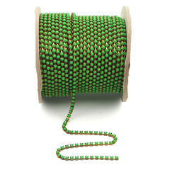 Green UV glow fluorescent pearl cup chain raw brass jewelry Preciosa SS12, 1 meter