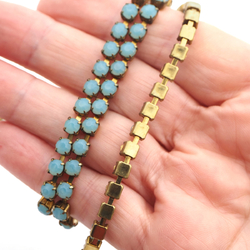 Blue aqua opaline ex brill. Chaton Rhinestone cup chain srae brass jewelry Preciosa ss18, 1 meter
