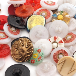 Lot (44) vintage Czech assorted geometric floral glass buttons 