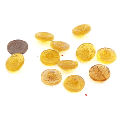 Lot (10) vintage 30's Czech golden yellow flower glass buttons 18mm