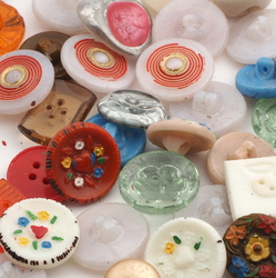 Lot (50) vintage Deco Czech assorted geometric floral glass buttons 