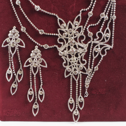 Sample card Czech vintage crystal glass rhinestone Necklace Earrings