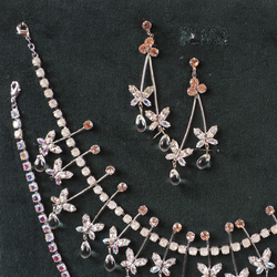Sample card Czech vintage crystal glass rhinestone Necklace Earrings - kopie