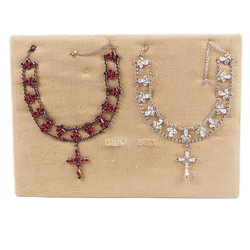 Sample card Czech vintage rhinestone Necklaces earrings sets jewelry 