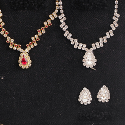 Sample card Lot 4 Czech vintage crystal glass rhinestone Set Necklace Earrings bracelet 