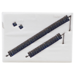 Sample card Czech vintage Blue glass rhinestone Jewelry Set Link Choker Bracelet earrings 
