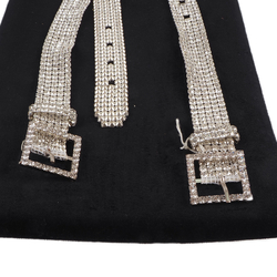 Czech vintage crystal sparkly rhinestone jewelry Set Belt Choker Bracelet 