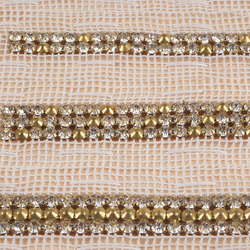 Vintage Czech rhinestone strass lace set glass trims dress millinery dolls sample card crystal gold