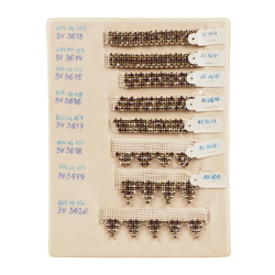 Vintage Czech rhinestone strass lace set glass trims dress millinery dolls sample card 14 k gold ruby