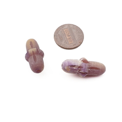 Lot (2) Antique 1900's galalith plastic oval carved beads 25mm