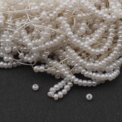 Lot (30g) Vintage Czech pearl rondelle glass seed beads 18bpi