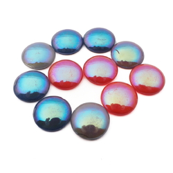 Lot (11) Czech vintage vitrail lustre round glass cabochons 20mm