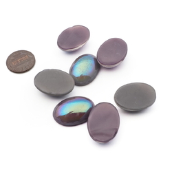 Lot (7) Czech vintage vitrail lustre oval glass cabochons 25x18mm