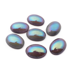 Lot (7) Czech vintage vitrail lustre oval glass cabochons 25x18mm