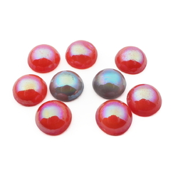 Vintage Glass Cabochons 8mm Milk Red Cherry Cabs NOS Rhinestones Rounds #1188