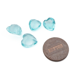 Lot (4) vintage Czech aqua blue heart glass rhinestones