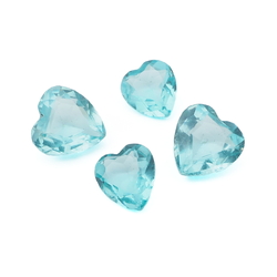 Lot (4) vintage Czech aqua blue heart glass rhinestones