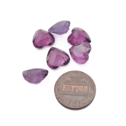 Lot (6) vintage Czech purple heart glass rhinestones 12mm 