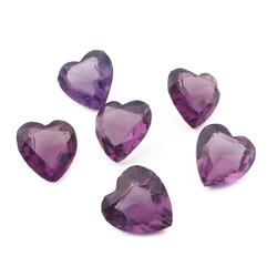Lot (6) vintage Czech purple heart glass rhinestones 12mm 