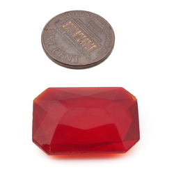 Vintage Czech octagon faceted transparent red glass rhinestone 25x18mm