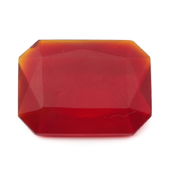 Vintage Czech octagon faceted transparent red glass rhinestone 25x18mm