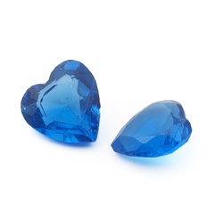 Lot (2) vintage Czech sapphire blue heart glass rhinestones 