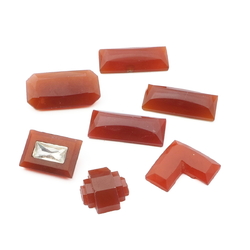 Lot (7) Czech Art Deco geometric red carnelian opaline glass rhinestones flatbacks