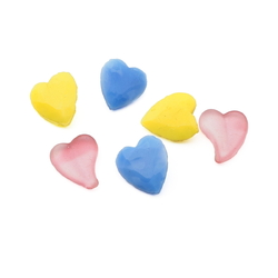 Lot (6) vintage Czech blue yellow heart glass rhinestones pink leaf cabochons