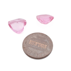 Lot (2) vintage Czech cranberry pink heart glass rhinestones 12mm 