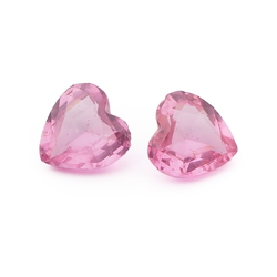 Lot (2) vintage Czech cranberry pink heart glass rhinestones 12mm 