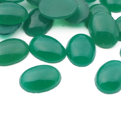 Lot (40) Czech vintage oval chyrsoprase opaline green gass cabochons 12mm