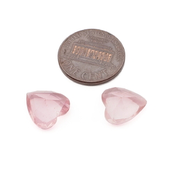 Lot (2) vintage Czech pink heart glass rhinestones 12mm 