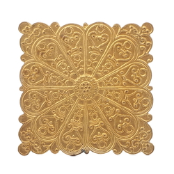Vintage Deco Czech square floral brass brooch jewelry furniture finding stamping