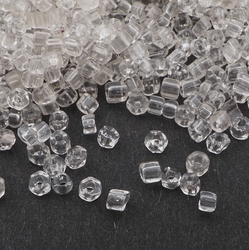 Lot (1000) Czech vintage clear hexagon faceted seed glass beads 1.5-3mm